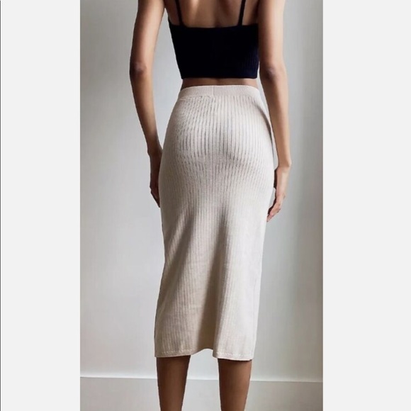 Free People Skyline Midi Skirt in Oatmeal Heather Small - Picture 3 of 8